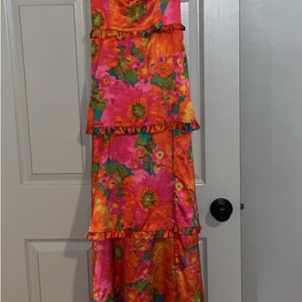Floral Multicolor Maxi Dress *Missing Back Ribbon* - Picture 3 of 3